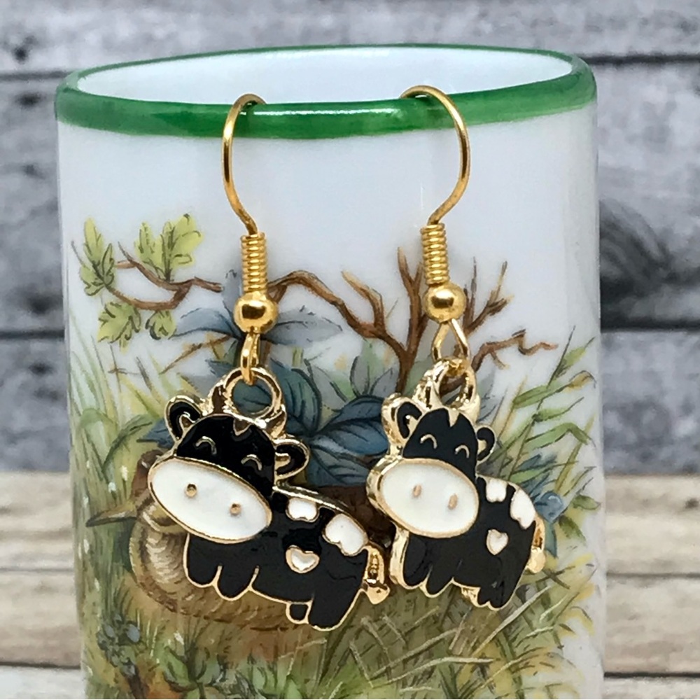 Cow Farm Animal Hook Earrings